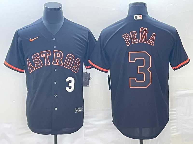 Mens Houston Astros #3 Jeremy Pena Number Lights Out Black Fashion Stitched MLB Cool Base Nike Jerseys->houston astros->MLB Jersey